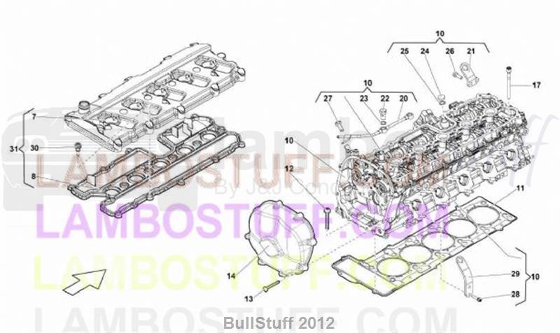2014 Lamborghini GALLARDO STS II SQUADRA CORSE EUROPE RIGHT CYLINDER HEAD AND COVER 1-5 (103.15.00)